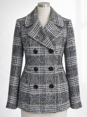 MARALYN & ME Black White Cognac Plaid Jacket | SMALL